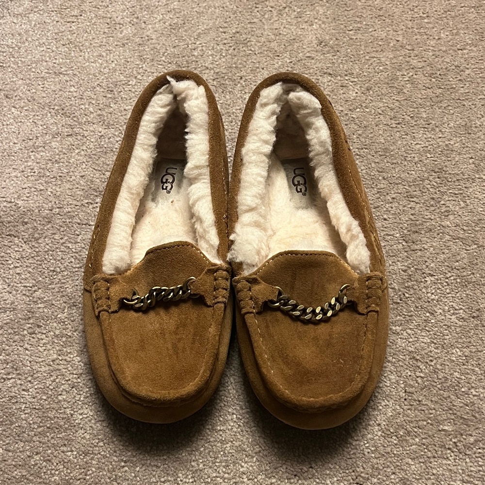 UGG Women's Brown Moccasins with Chain Detail